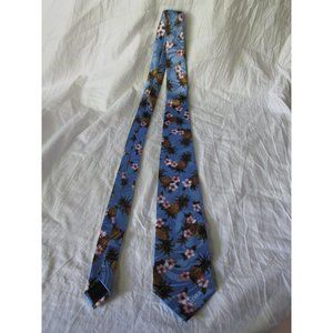 Beautiful Tropical Hawaii ALOHA Pineapple Hibiscus Hand made Neck Tie Blue